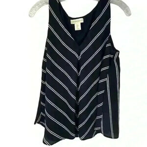Cynthia Rowley Women's M Blue Striped V-Neck Sleeveless Tank Top